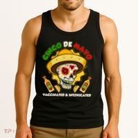 Cinco De Mayo Vaccinated And Intoxicated Sugar Skull Tank Top thumb 3