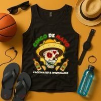 Cinco De Mayo Vaccinated And Intoxicated Sugar Skull Tank Top thumb 4