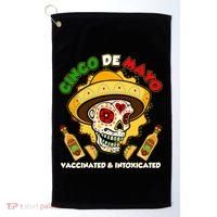 Cinco De Mayo Vaccinated And Intoxicated Sugar Skull Golf Towel thumb 0