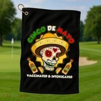 Cinco De Mayo Vaccinated And Intoxicated Sugar Skull Golf Towel thumb 1