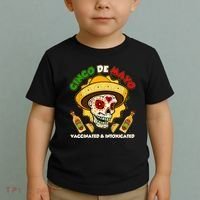 Cinco De Mayo Vaccinated And Intoxicated Sugar Skull Toddler T-Shirt thumb 2
