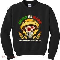 Cinco De Mayo Vaccinated And Intoxicated Sugar Skull Kids Sweatshirt thumb 0