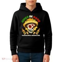 Cinco De Mayo Vaccinated And Intoxicated Sugar Skull Kids Hoodie thumb 4