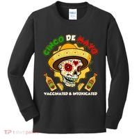 Cinco De Mayo Vaccinated And Intoxicated Sugar Skull Kids Long Sleeve Shirt thumb 0