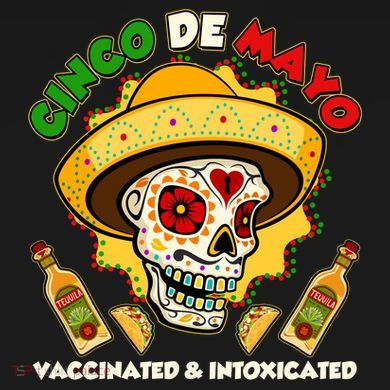 Cinco De Mayo Vaccinated And Intoxicated Sugar Skull Kids Long Sleeve Shirt