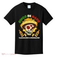 Cinco De Mayo Vaccinated And Intoxicated Sugar Skull Kids T-Shirt thumb 0