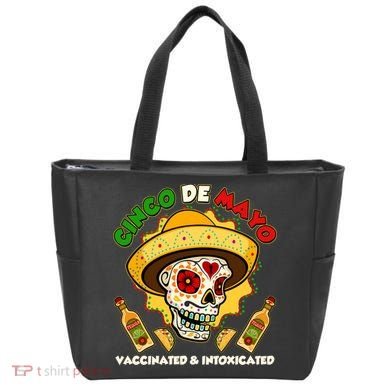 Cinco De Mayo Vaccinated And Intoxicated Sugar Skull Tote Bag