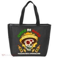 Cinco De Mayo Vaccinated And Intoxicated Sugar Skull Tote Bag thumb 0