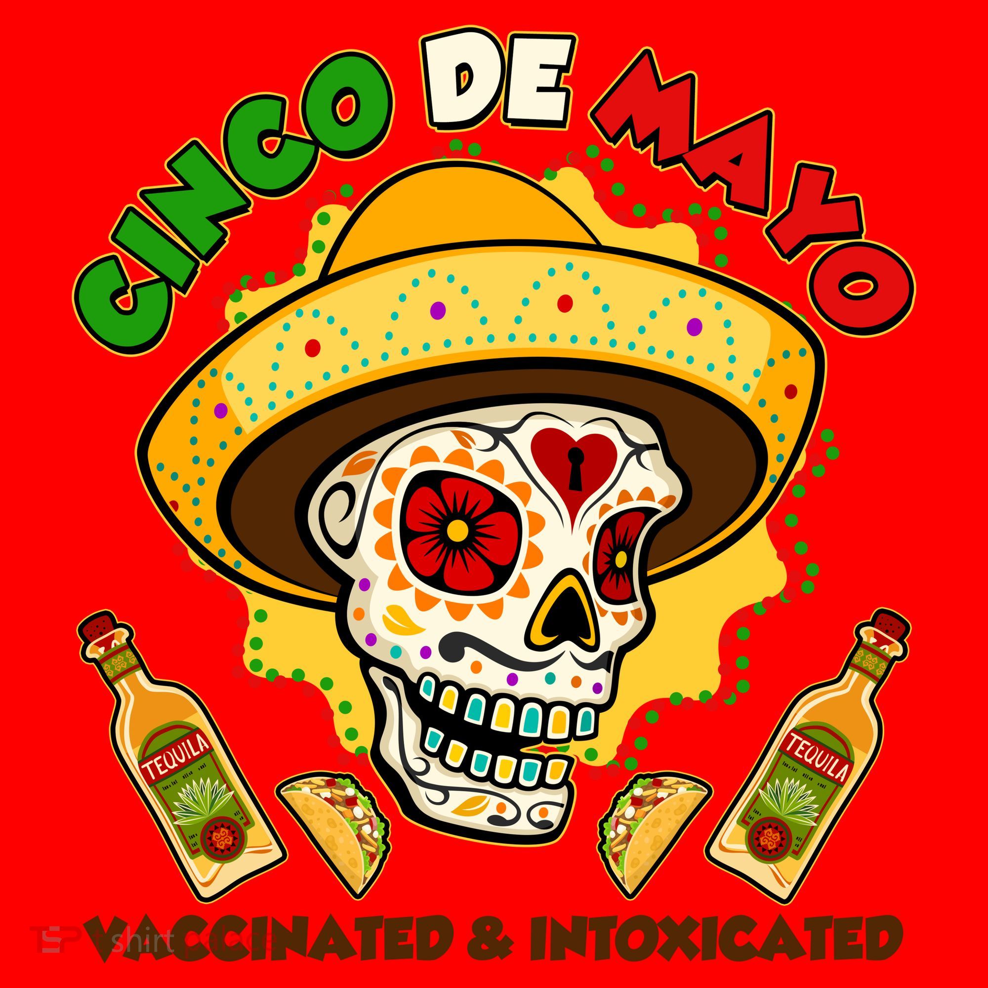 Cinco De Mayo Vaccinated And Intoxicated Sugar Skull Santa Hat