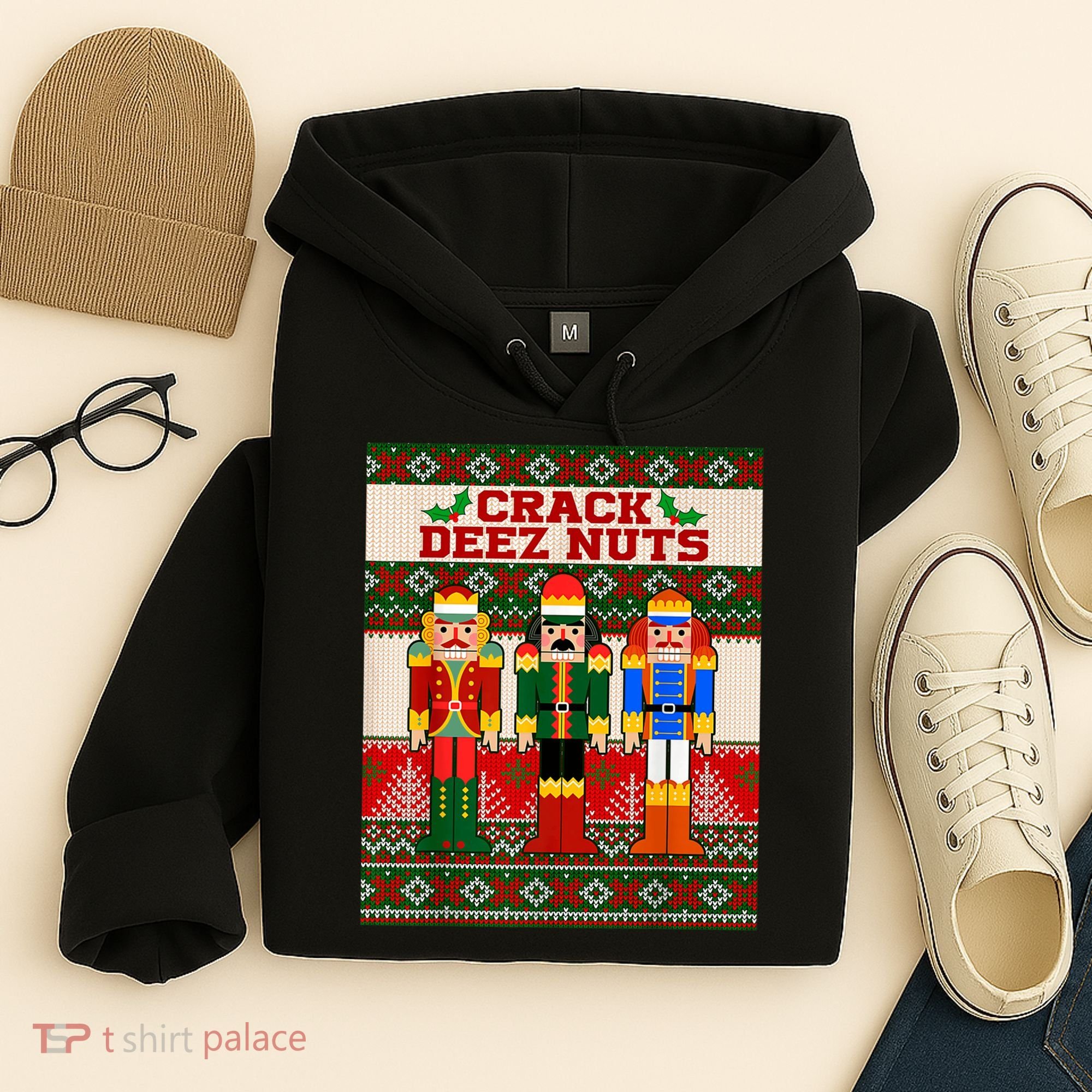 Crack Deez Nuts Nutcracker Ugly Christmas Sweater Hoodie