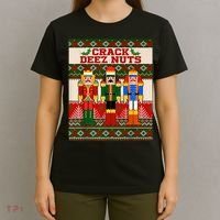 Crack Deez Nuts Nutcracker Ugly Christmas Sweater T-Shirt thumb 4