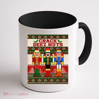 Crack Deez Nuts Nutcracker Ugly Christmas Sweater Coffee Mug back