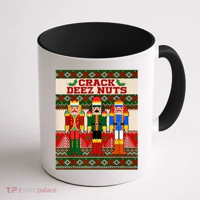 Crack Deez Nuts Nutcracker Ugly Christmas Sweater Coffee Mug back