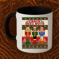 Crack Deez Nuts Nutcracker Ugly Christmas Sweater Coffee Mug thumb 2