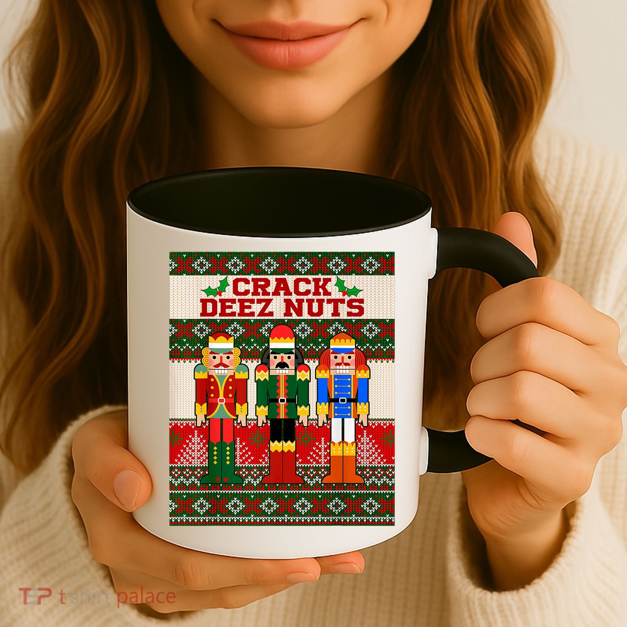 Crack Deez Nuts Nutcracker Ugly Christmas Sweater Coffee Mug