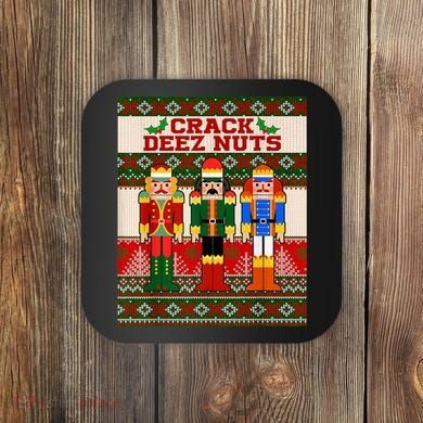 Crack Deez Nuts Nutcracker Ugly Christmas Sweater Coaster