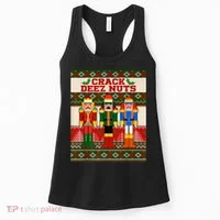 Crack Deez Nuts Nutcracker Ugly Christmas Sweater Women's Tank Top thumb 0