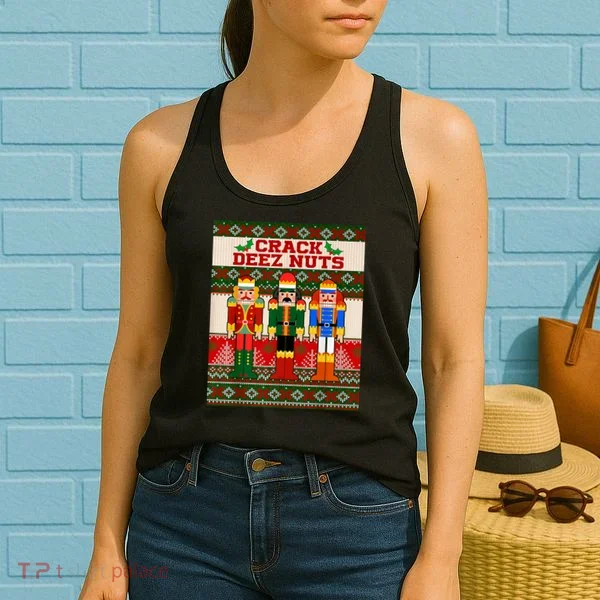 Crack Deez Nuts Nutcracker Ugly Christmas Sweater Women's Tank Top