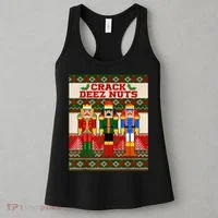 Crack Deez Nuts Nutcracker Ugly Christmas Sweater Women's Tank Top thumb 3