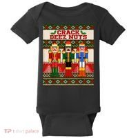 Crack Deez Nuts Nutcracker Ugly Christmas Sweater Baby Bodysuit thumb 0