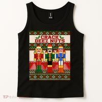 Crack Deez Nuts Nutcracker Ugly Christmas Sweater Tank Top thumb 2