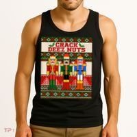 Crack Deez Nuts Nutcracker Ugly Christmas Sweater Tank Top thumb 3
