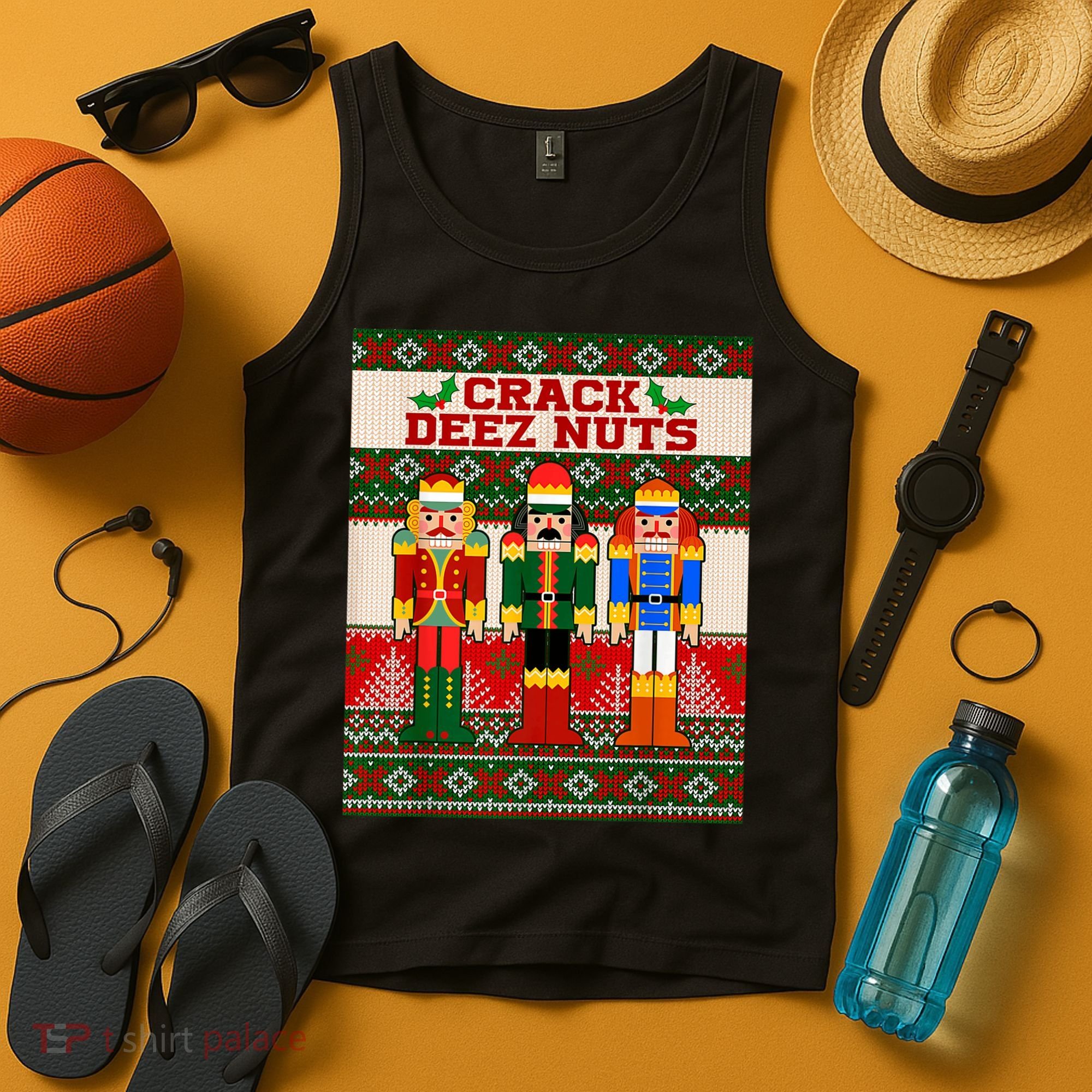 Crack Deez Nuts Nutcracker Ugly Christmas Sweater Tank Top