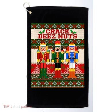 Crack Deez Nuts Nutcracker Ugly Christmas Sweater Golf Towel