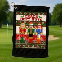 Crack Deez Nuts Nutcracker Ugly Christmas Sweater Golf Towel thumb 1