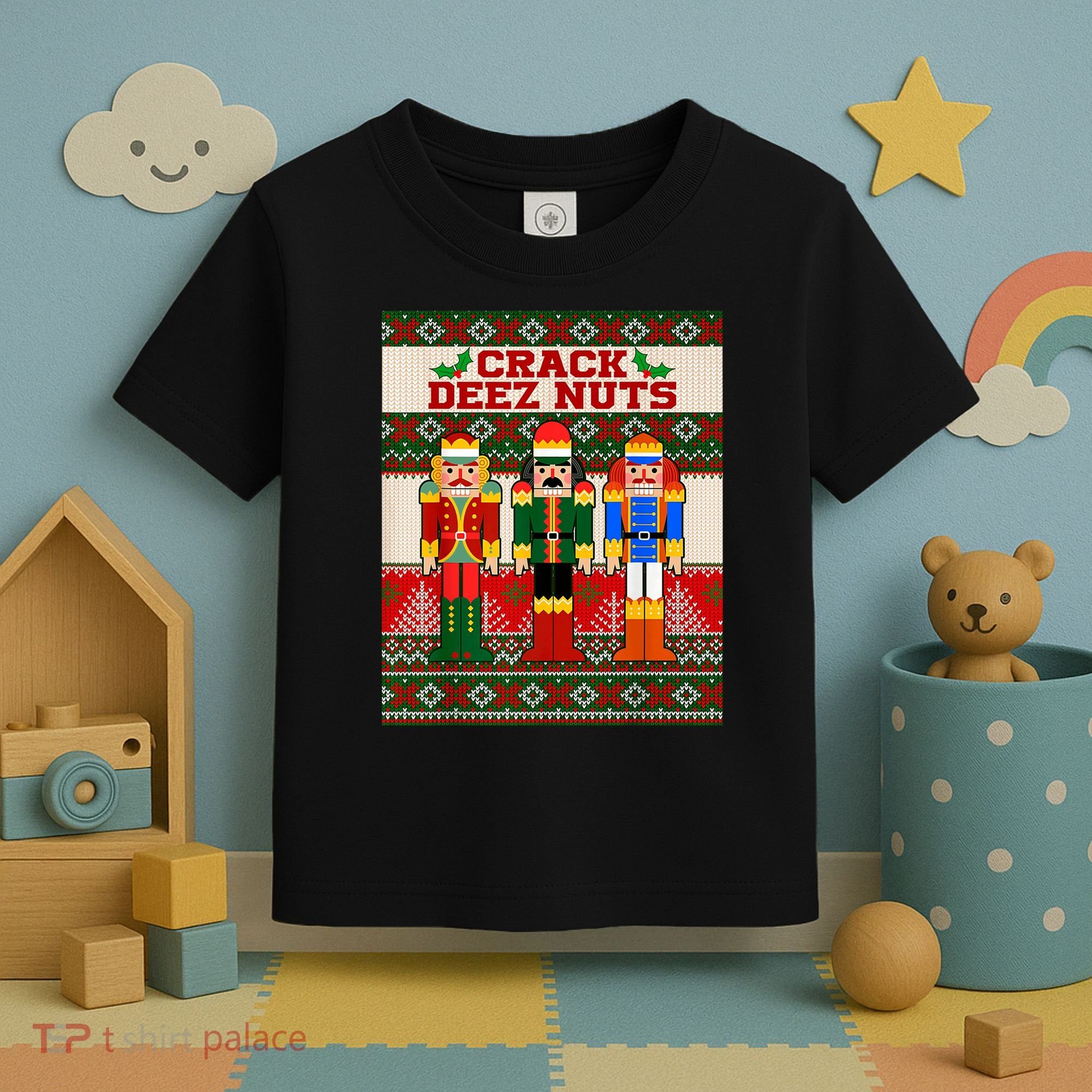 Crack Deez Nuts Nutcracker Ugly Christmas Sweater Toddler T-Shirt