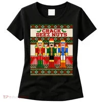 Crack Deez Nuts Nutcracker Ugly Christmas Sweater Women's T-Shirt thumb 0
