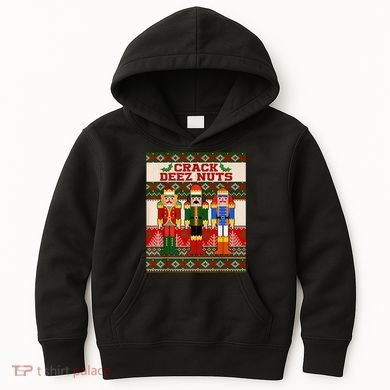 Crack Deez Nuts Nutcracker Ugly Christmas Sweater Kids Hoodie