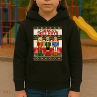 Crack Deez Nuts Nutcracker Ugly Christmas Sweater Kids Hoodie thumb 3