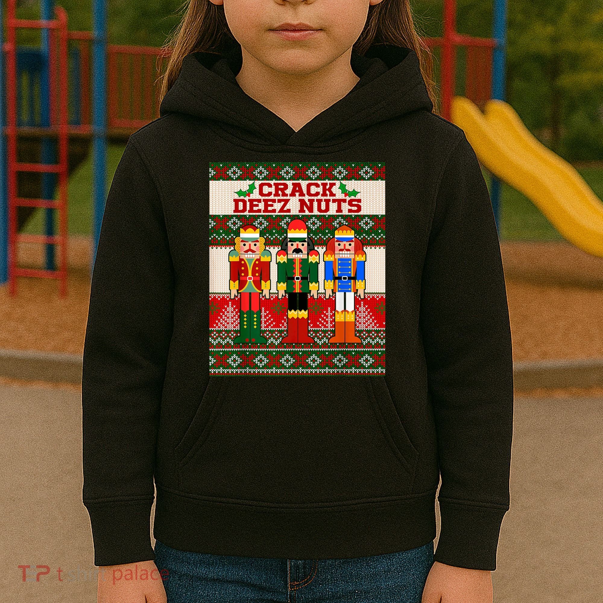 Crack Deez Nuts Nutcracker Ugly Christmas Sweater Kids Hoodie