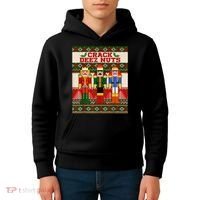 Crack Deez Nuts Nutcracker Ugly Christmas Sweater Kids Hoodie thumb 4