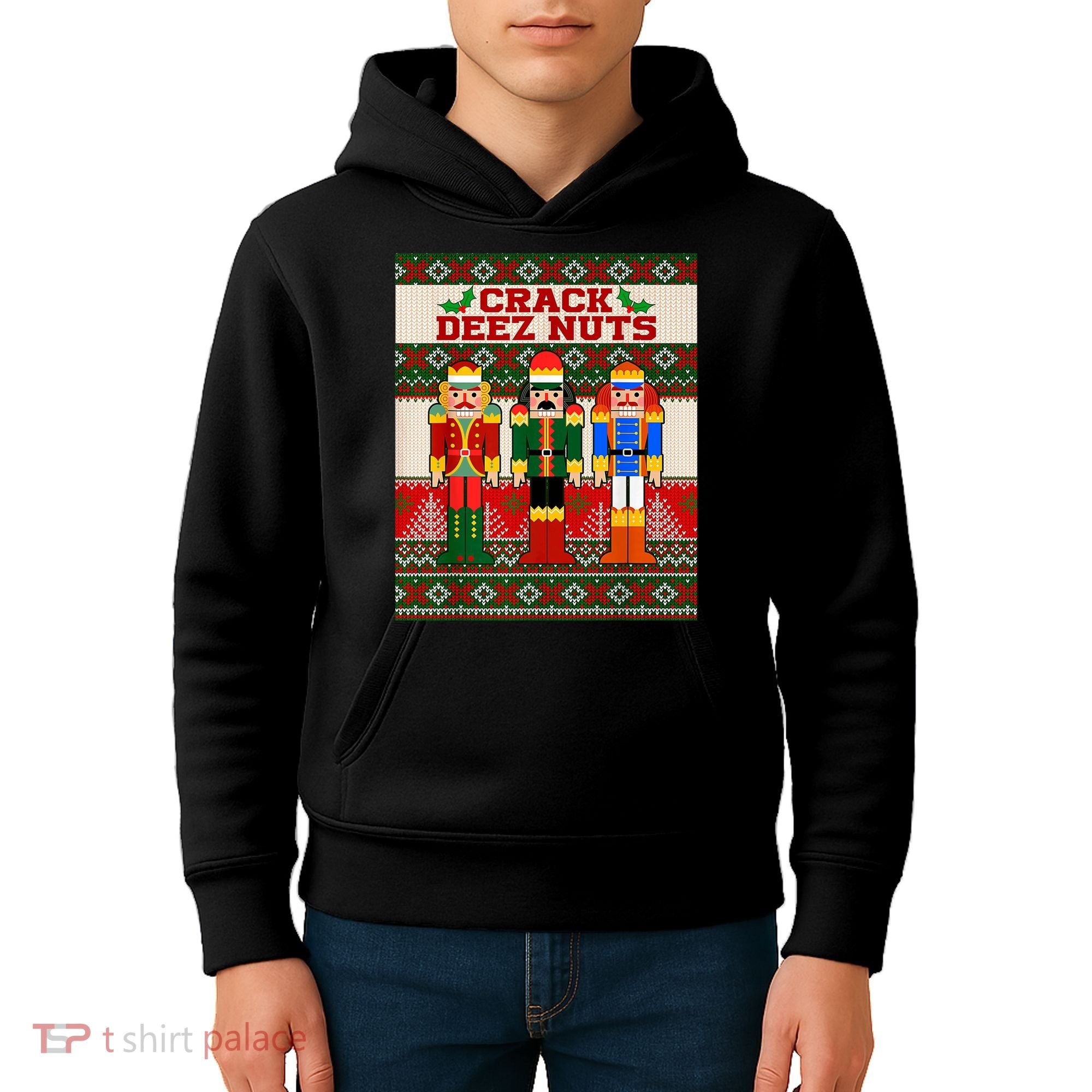 Crack Deez Nuts Nutcracker Ugly Christmas Sweater Kids Hoodie