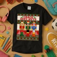 Crack Deez Nuts Nutcracker Ugly Christmas Sweater Kids T-Shirt thumb 3