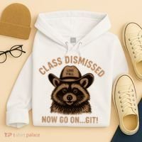 Class Dismissed Now Go On Git Last Day Of School Raccoon Hoodie thumb 4