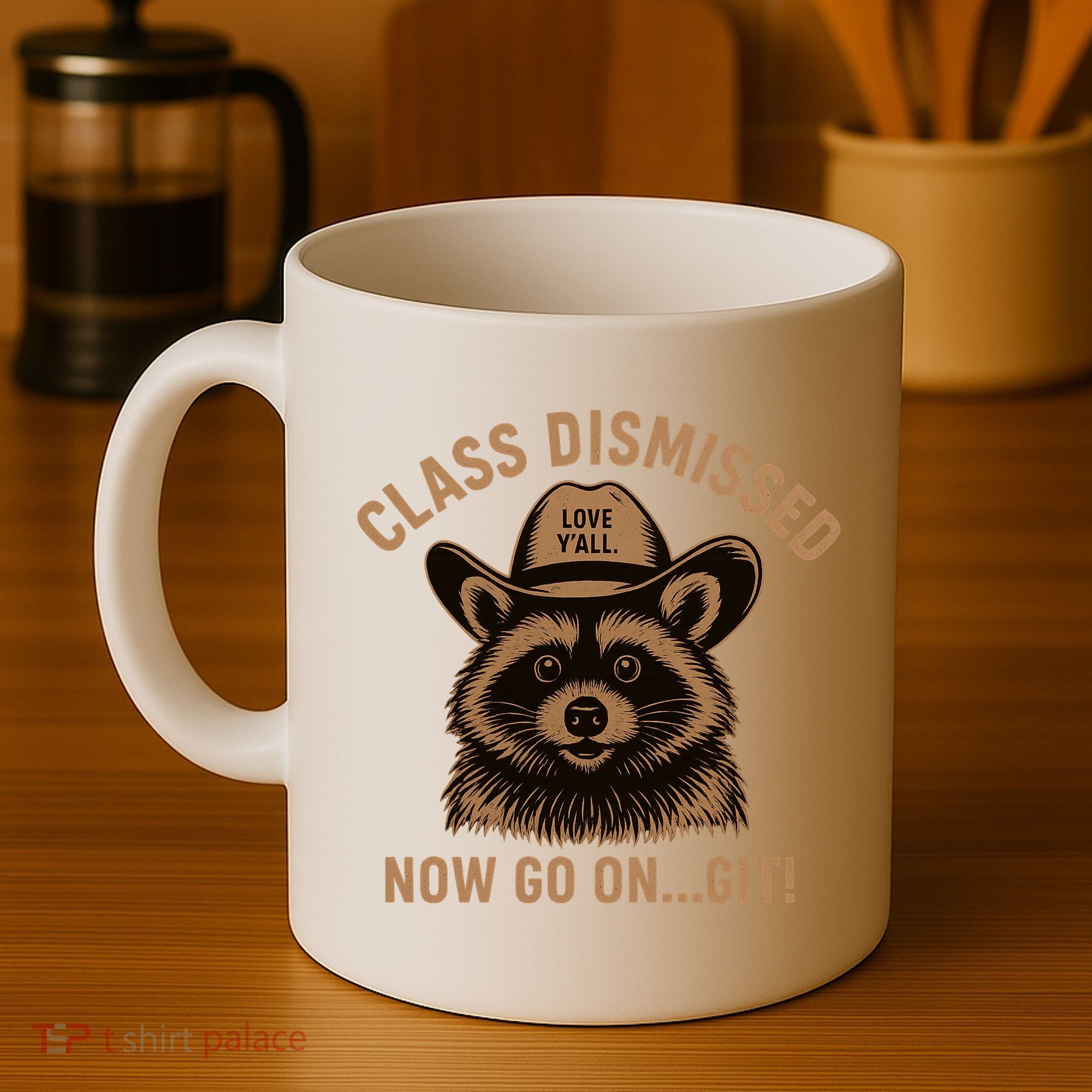 Class Dismissed Now Go On Git Last Day Of School Raccoon Coffee Mug