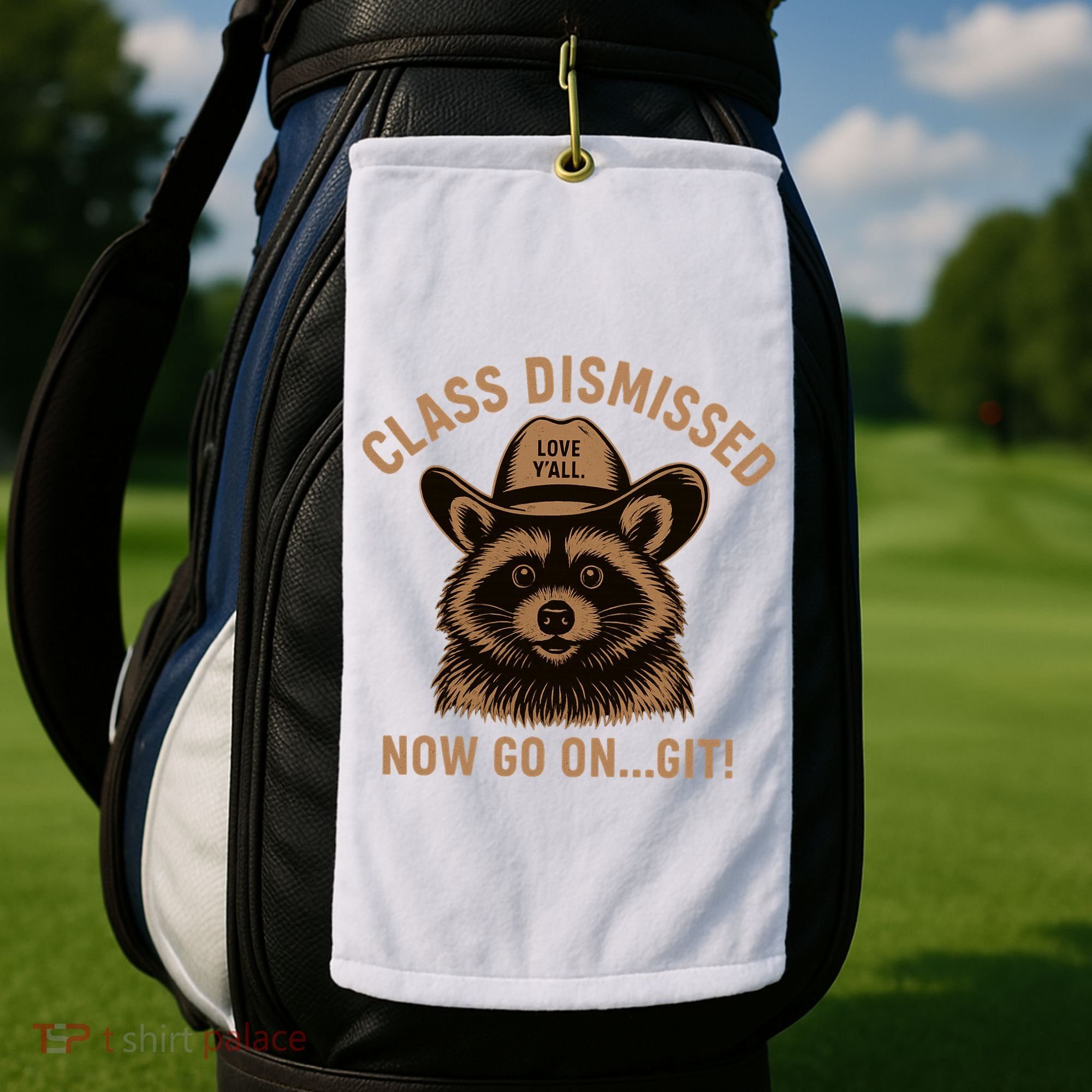 Class Dismissed Now Go On Git Last Day Of School Raccoon Golf Towel