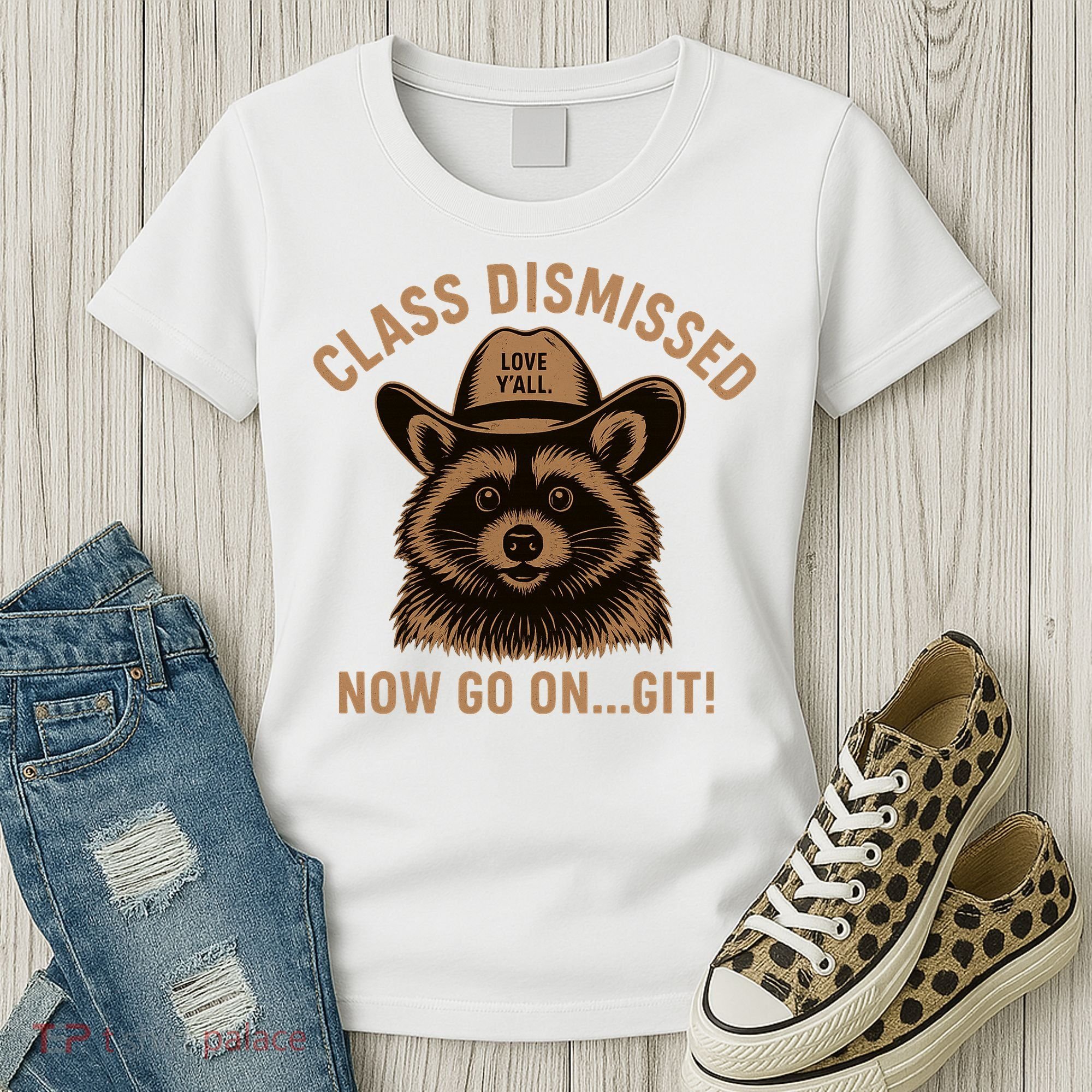 Class Dismissed Now Go On Git Last Day Of School Raccoon Women's T-Shirt