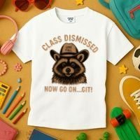 Class Dismissed Now Go On Git Last Day Of School Raccoon Kids T-Shirt thumb 3