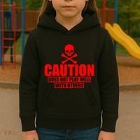 Caution Does Not Play Well With Others Kids Hoodie thumb 3