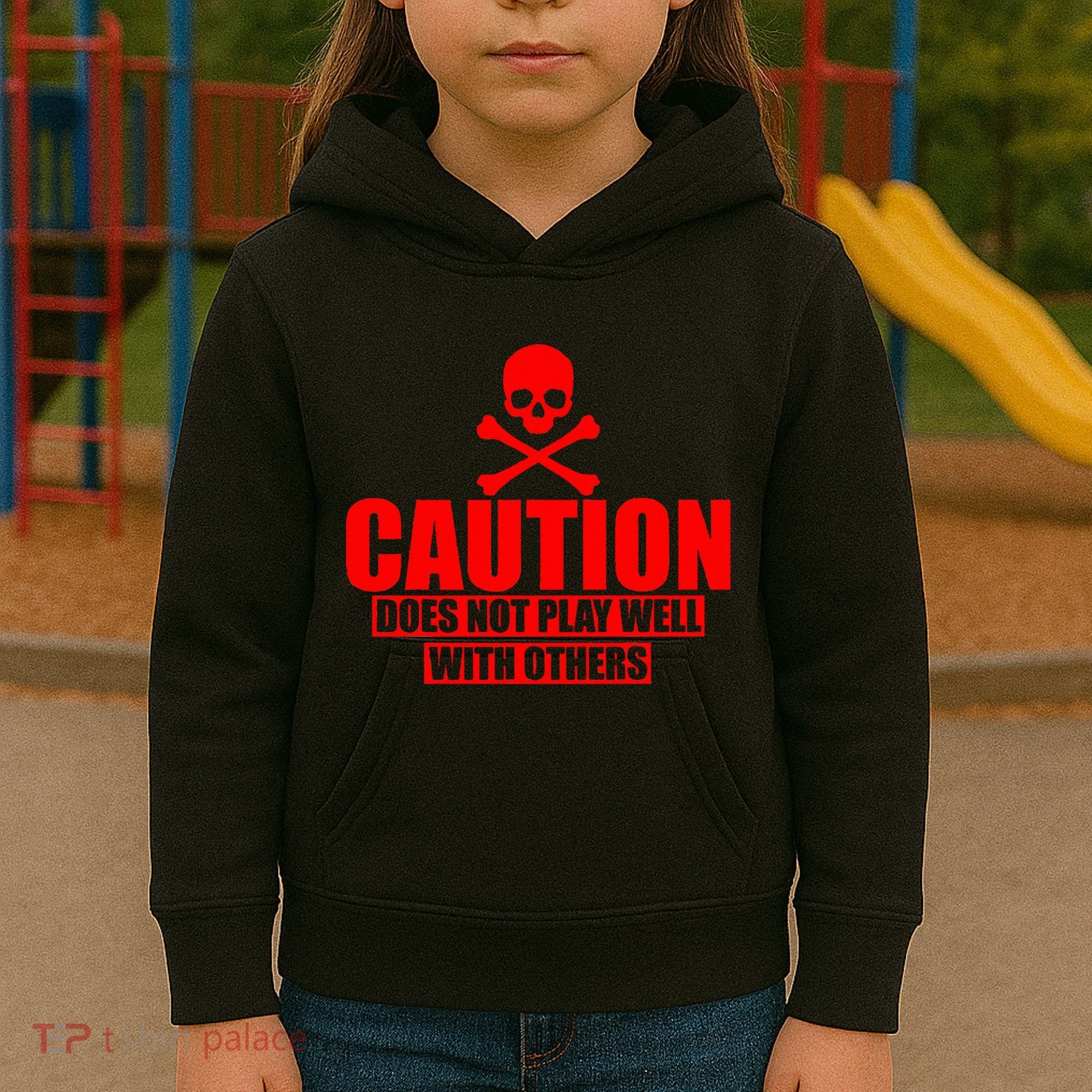 Caution Does Not Play Well With Others Kids Hoodie