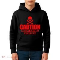 Caution Does Not Play Well With Others Kids Hoodie thumb 4