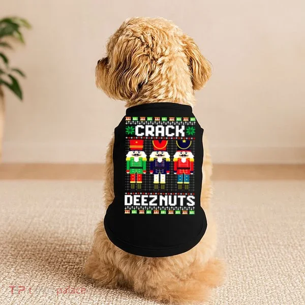 Crack Deez Nuts Nutcracker Nut Xmas Pajama Matching Doggie Tank