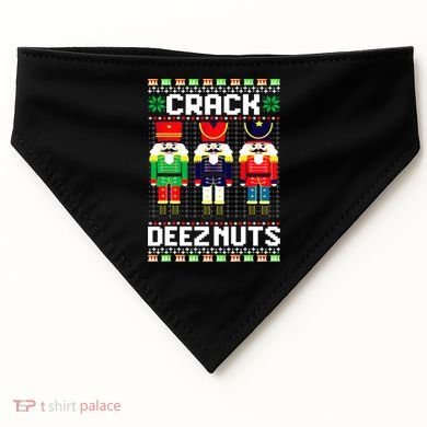 Crack Deez Nuts Nutcracker Nut Xmas Pajama Matching USA-Made Doggie Bandana