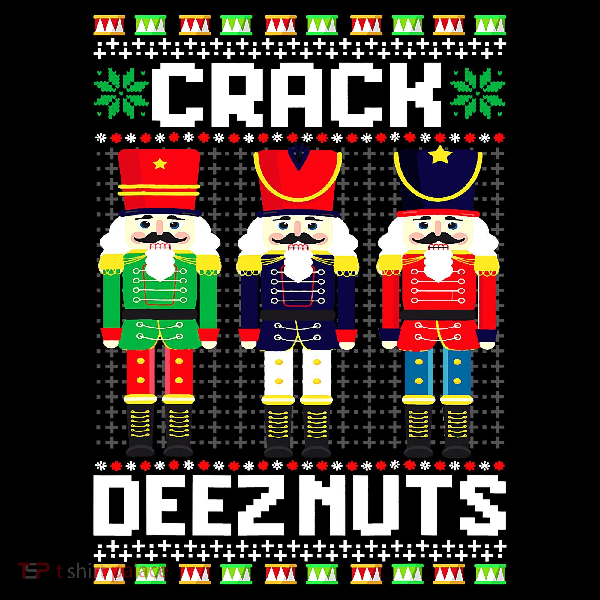 Crack Deez Nuts Nutcracker Nut Xmas Pajama Matching USA-Made Doggie Bandana
