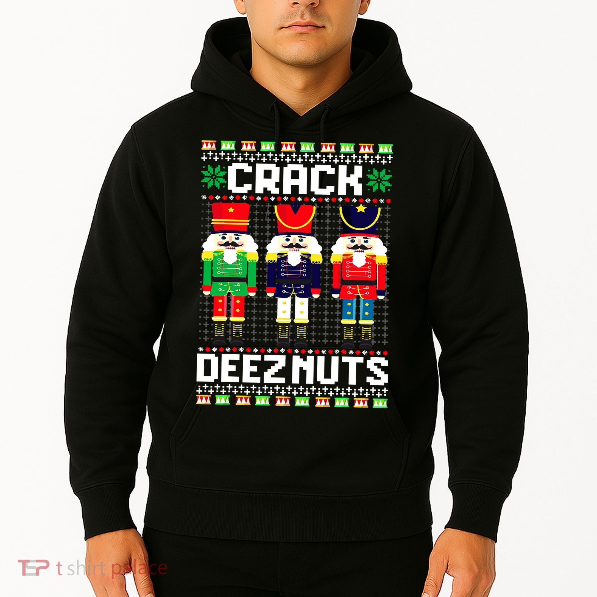Crack Deez Nuts Nutcracker Nut Xmas Pajama Matching Hoodie