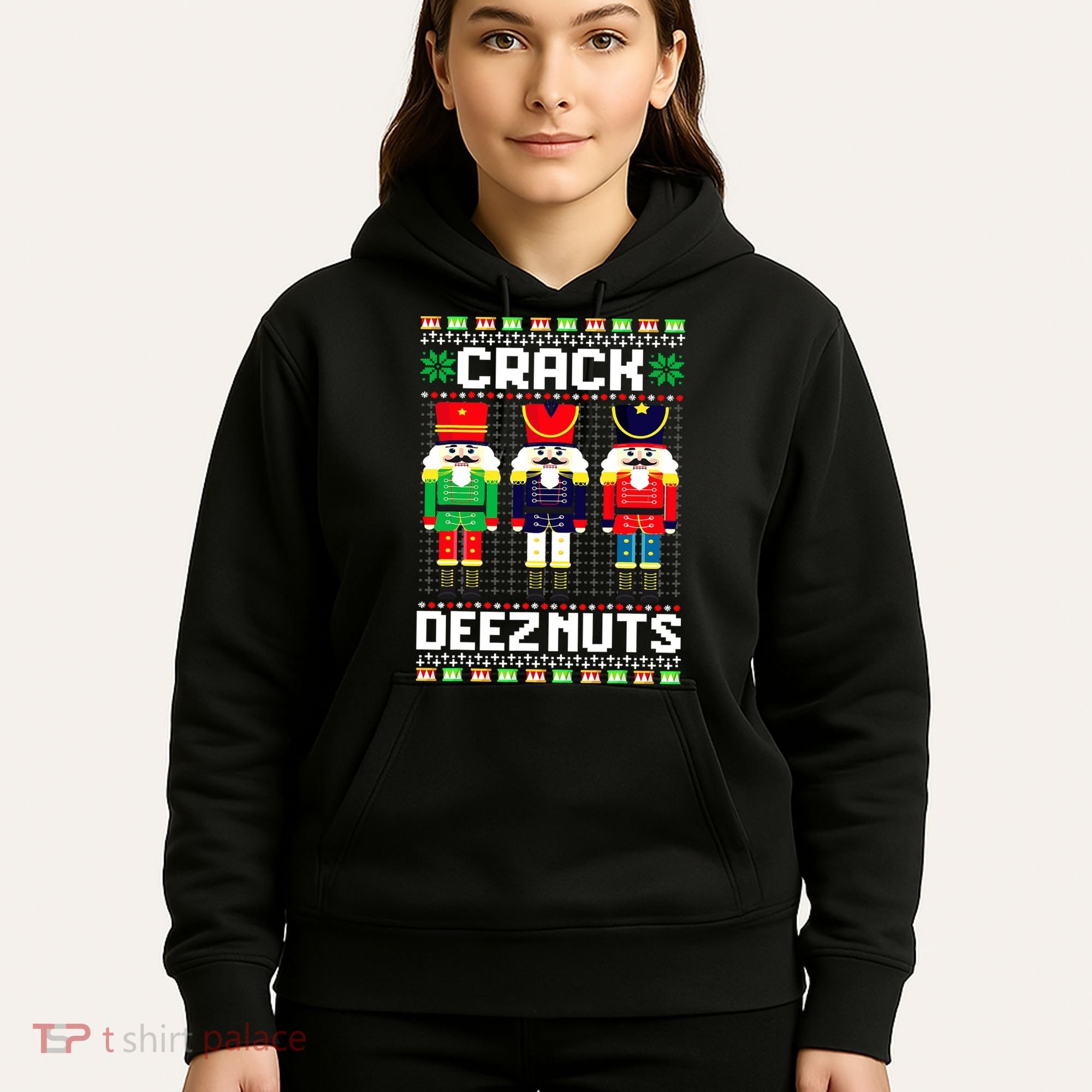 Crack Deez Nuts Nutcracker Nut Xmas Pajama Matching Hoodie
